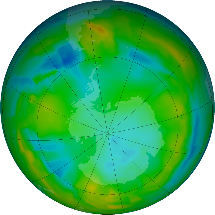Antarctic ozone map for 19 July 2012